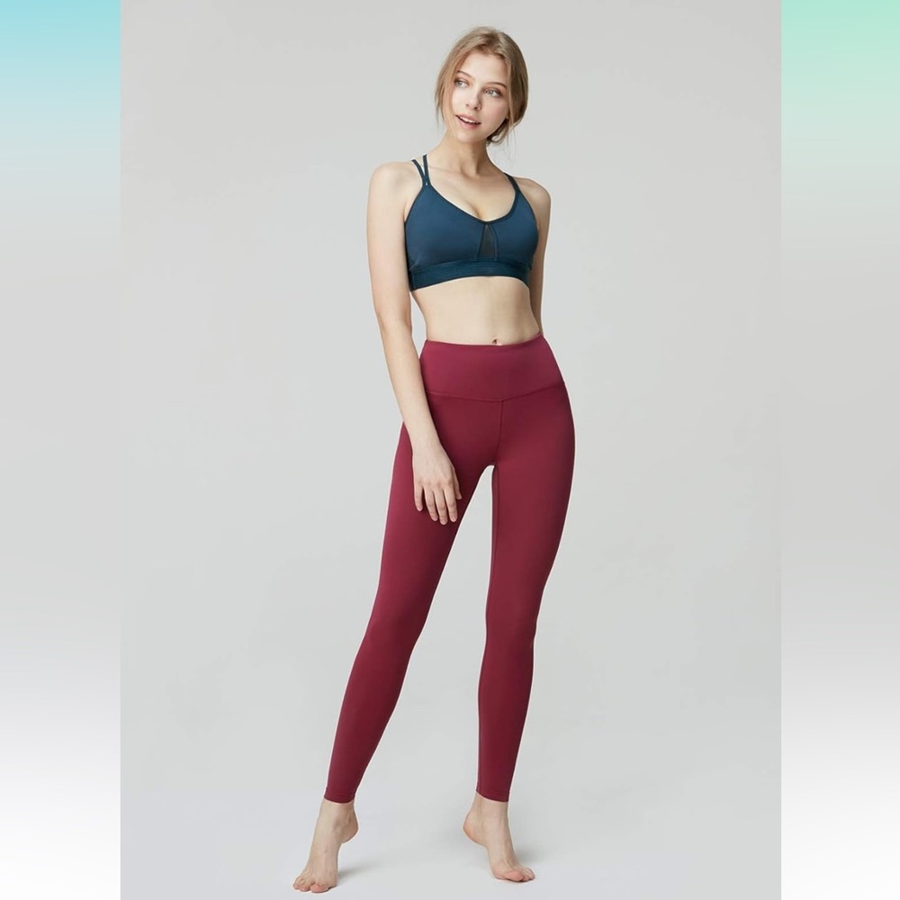 NWT TSLA Women's Yoga Pants with High Waist and Running Yoga Leggings in Maroon